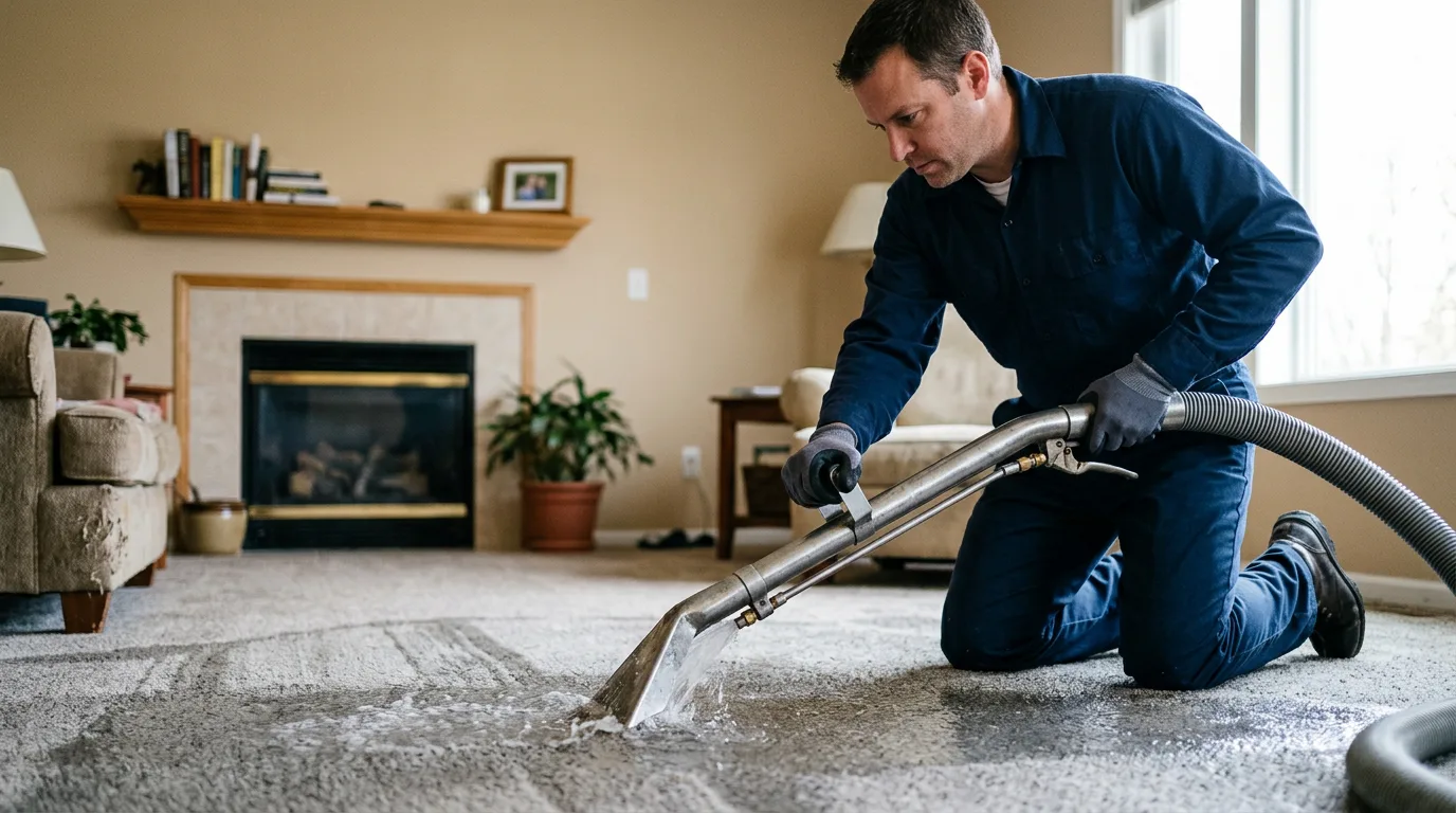 Water damage restoration technician working near Encino, CA